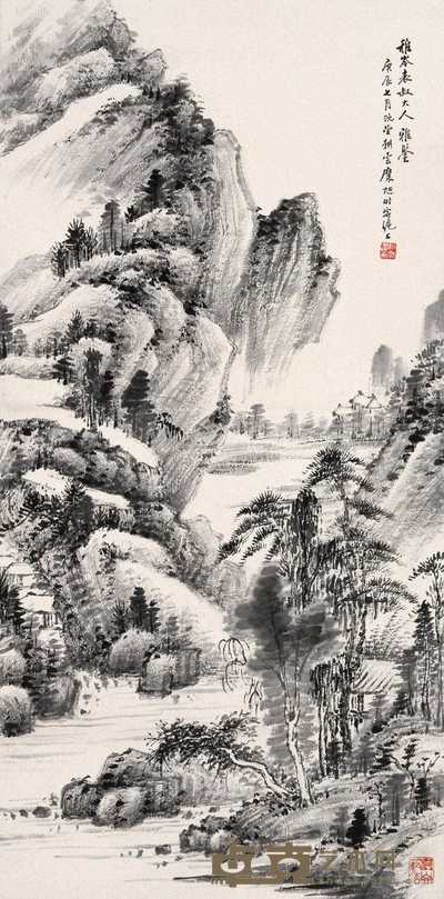 糜耕云 1940年作 山水清淑 屏条 68.5×33.5cm
